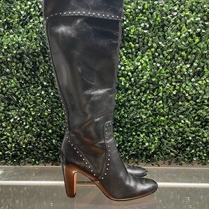 Cole Haan Black Studded Heeled Boots